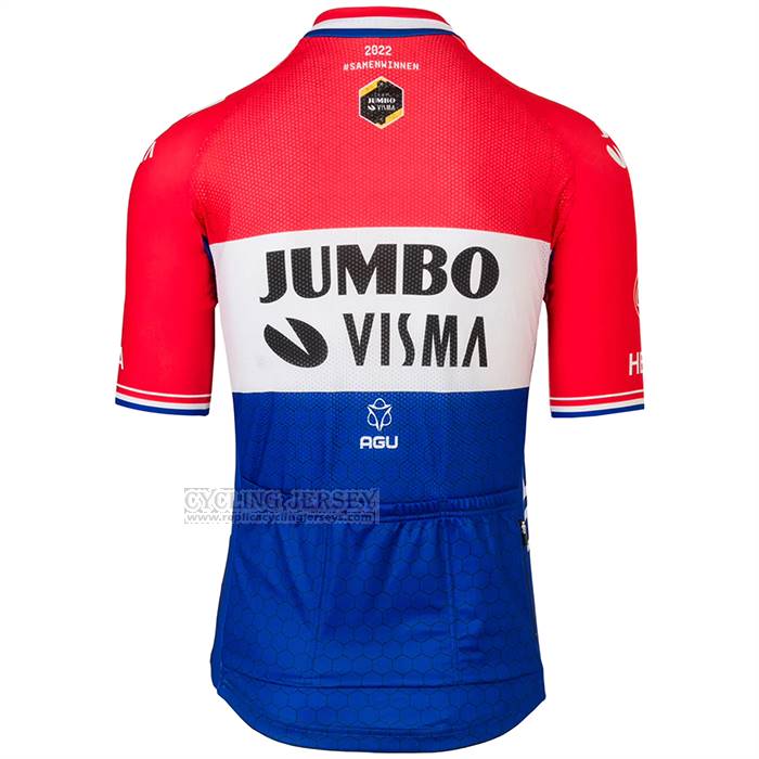 2022 Cycling Jersey Jumbo Visma Red White Blue Short Sleeve And Bib Short